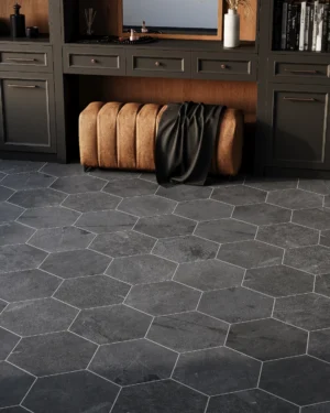 Brazilian Black Hexagon Slate Tile