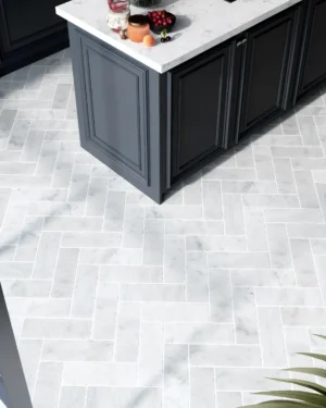 Caria Luna Herringbone Marble Tile