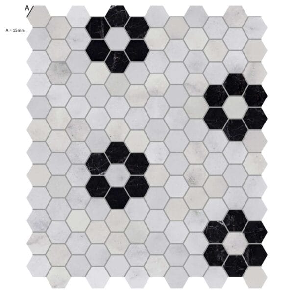 Carrara - St Laurent Marble Flower Mosaic Tile
