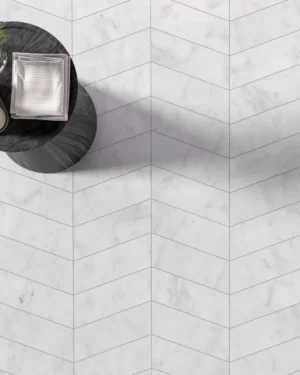Carrara White Chevron Marble Tile