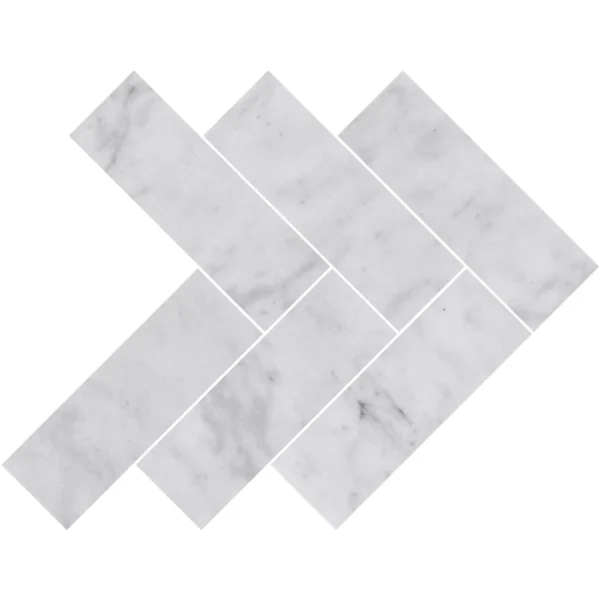 Carrara White Herringbone Marble Tile - Image 2