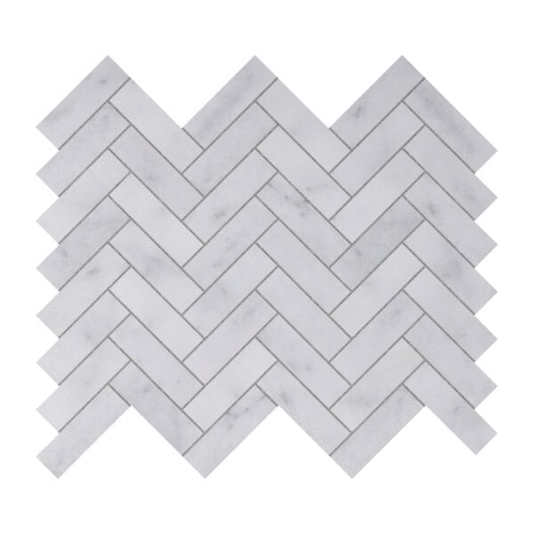 Carrara White Herringbone Mosaic Tile - Image 2