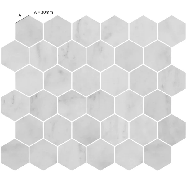 Carrara White Hexagon Mosaic Tile - Image 2