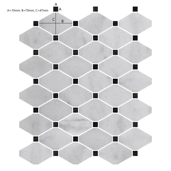 Carrara White Marble Diamond Mosaic Tile - Image 2