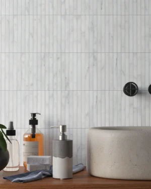 Carrara White Marble Kitkat Mosaic Tile