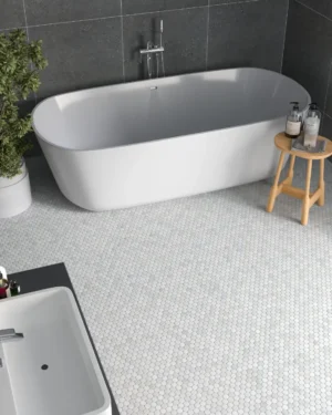 Carrara White Marble Penny Tile