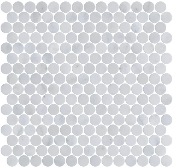 Carrara White Marble Penny Tile - Image 3