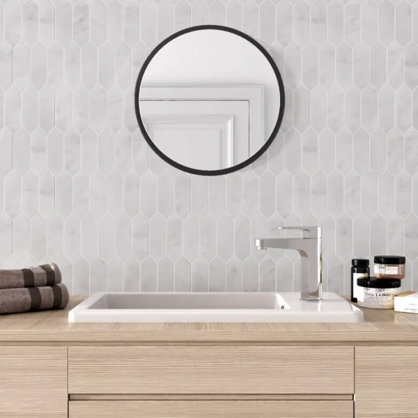 Carrara White Marble Picket Mosaic Tile