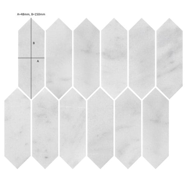 Carrara White Marble Picket Mosaic Tile - Image 2