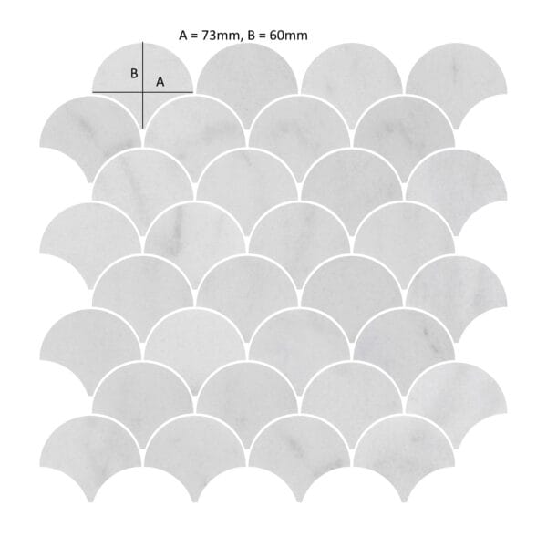 Carrara White Marble Scallop Shell Mosaic Tile - Image 2