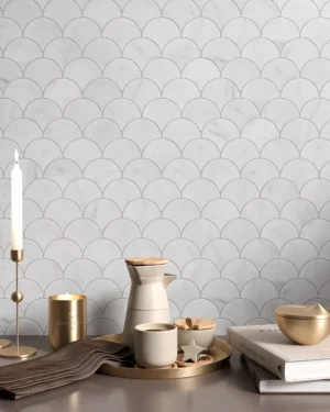 Carrara White Marble Scallop Shell Mosaic Tile