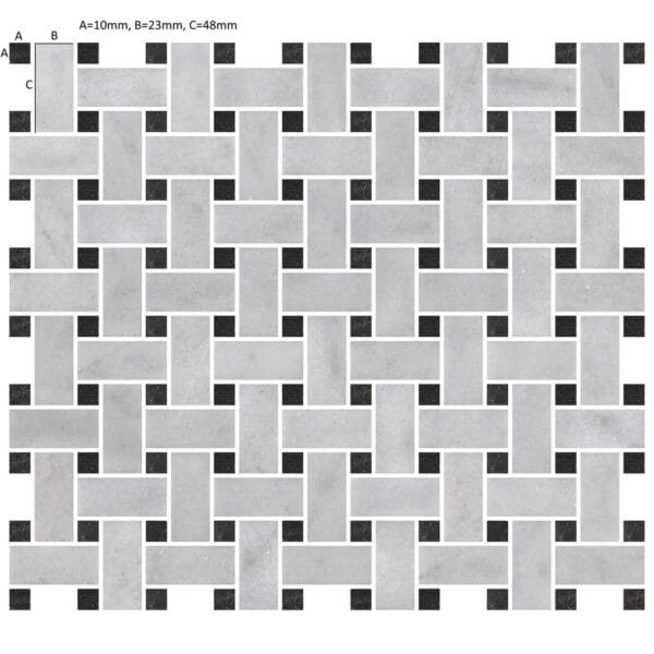 Carrara White - St Laurent Basketweave Mosaic Tile