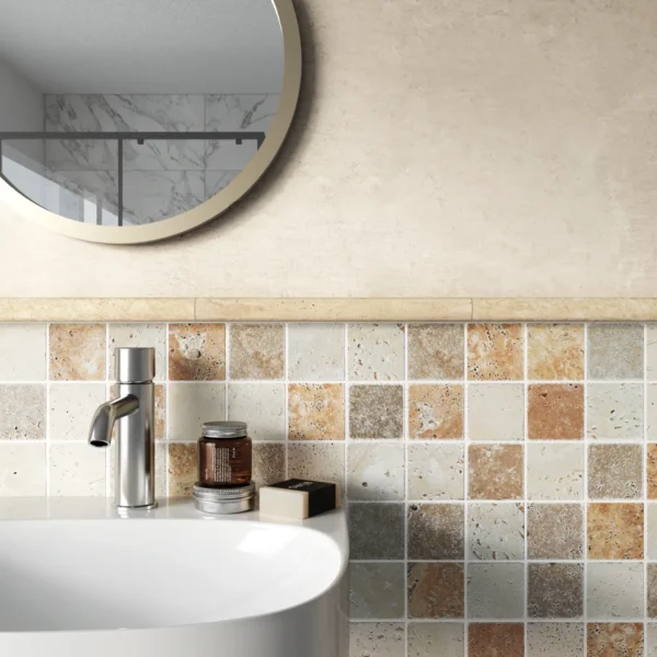 Lydia Classico Travertine Pencil Border Tile - Image 2