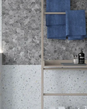 Silver Moon Hexagon Mosaic Tile