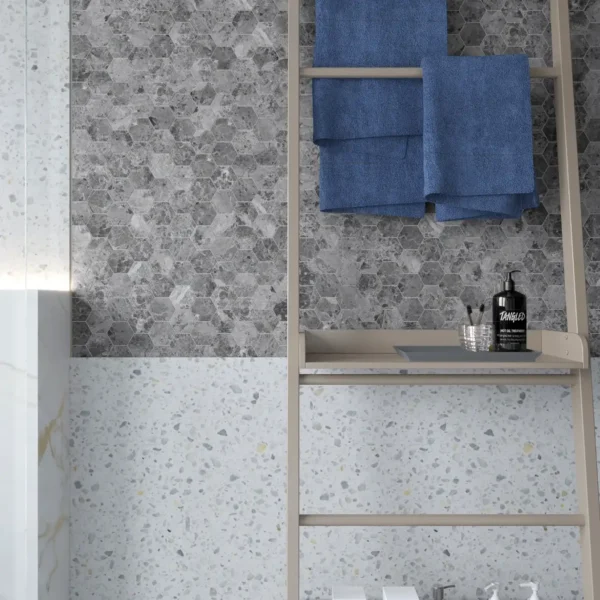Silver Moon Hexagon Mosaic Tile
