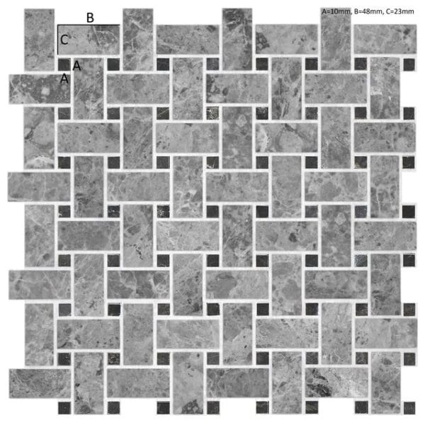 Silver Moon - St Laurent Basketweave Mosaic Tile - Image 2