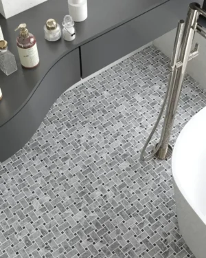 Silver Moon - St Laurent Basketweave Mosaic Tile