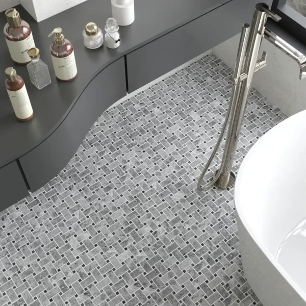 Silver Moon - St Laurent Basketweave Mosaic Tile