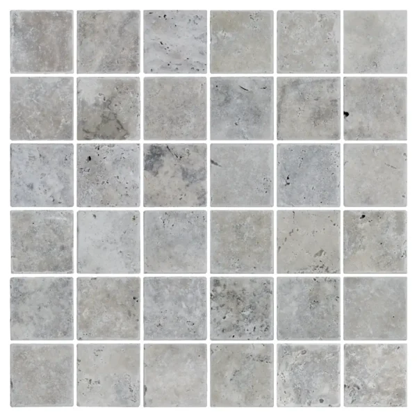 Silver Travertine Mosaic Tile - Image 2