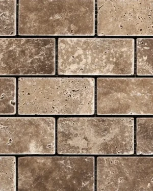 Siva Noce Travertine Brick Mosaic Tile