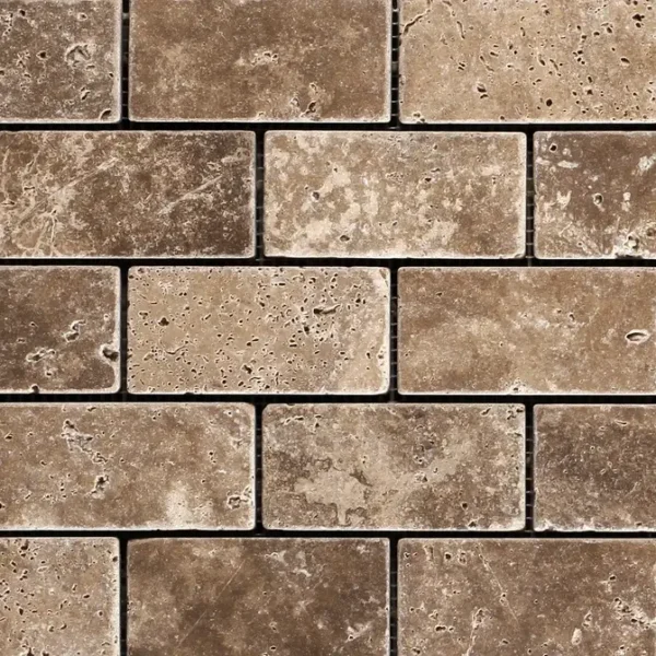 Siva Noce Travertine Brick Mosaic Tile