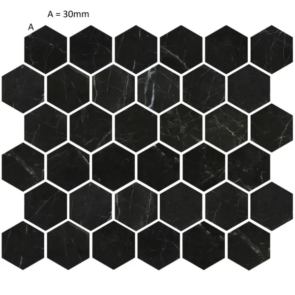 St Laurent Hexagon Marble Mosaic Tile - Image 2