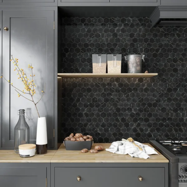 St Laurent Hexagon Marble Mosaic Tile